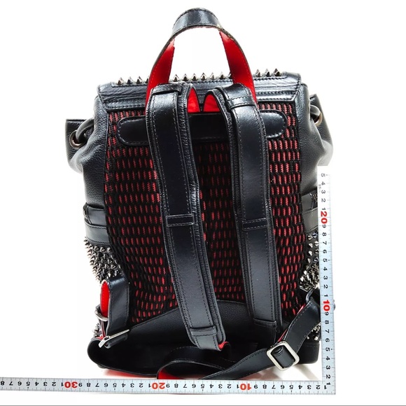 Christian Louboutin Leatger Studded Black and Red Backpack - Picture 2 of 9